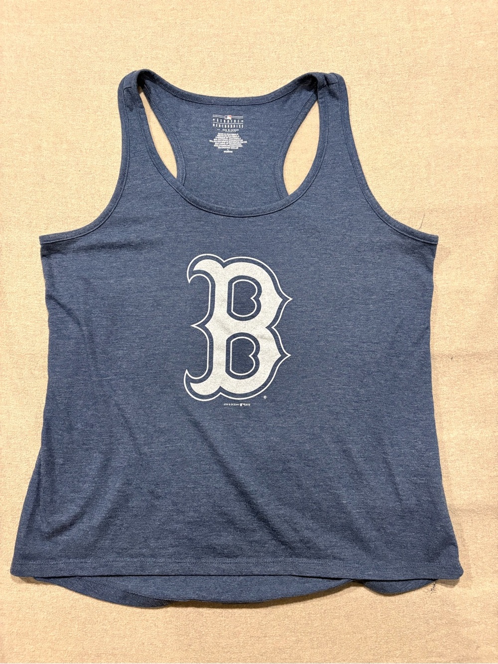 5th & Ocean Navy Racerback Tank with White 'B' Graphic